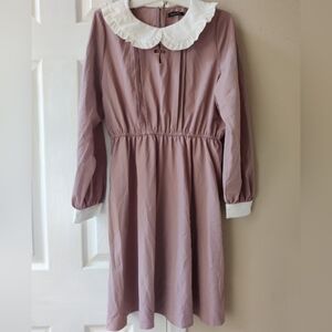 Majoretty Pink Cross Peter Pan Collar Dress Kawaii Whimsigoth Fairy Goth